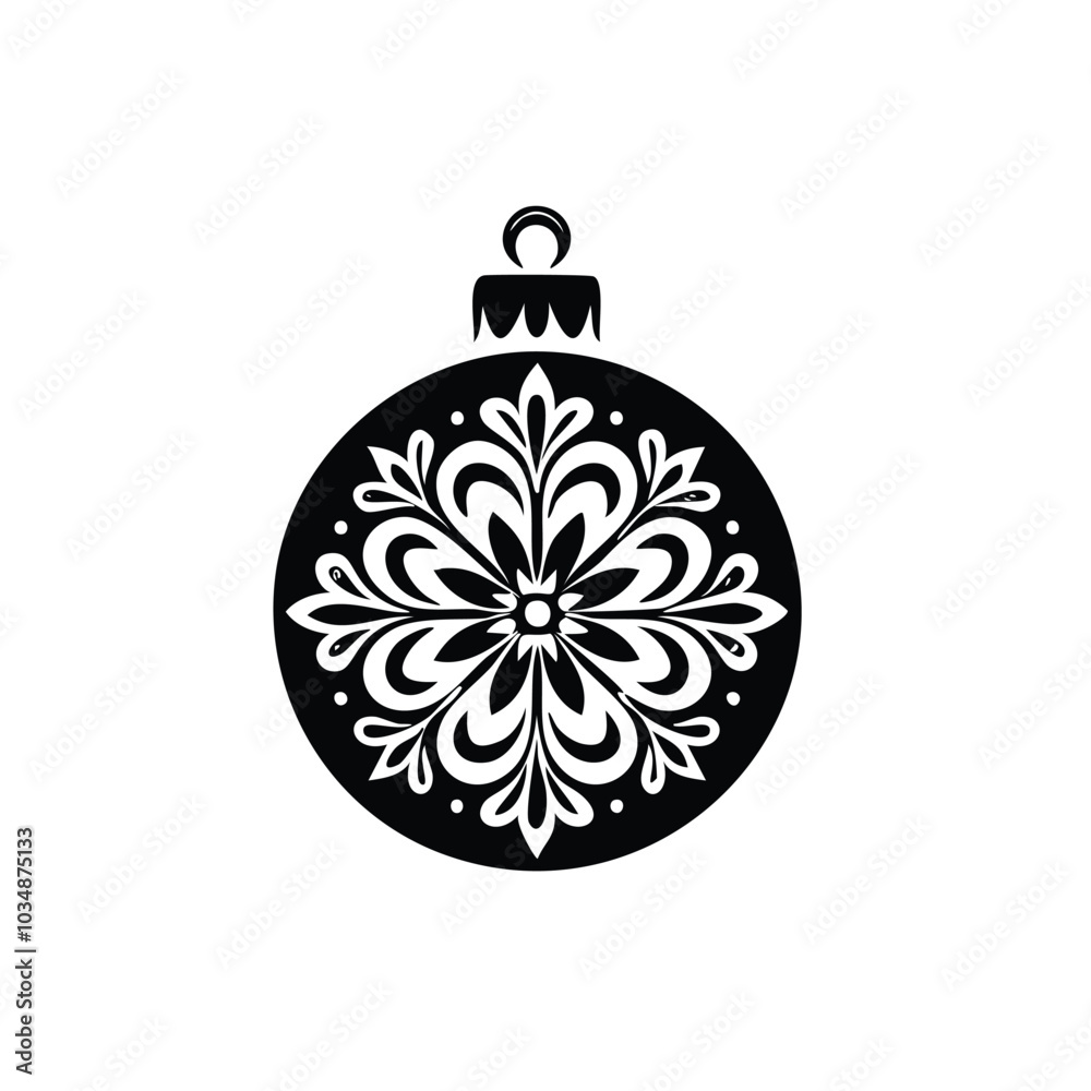 Fototapeta premium Christmas Ornament Bulb Vector Icon Silhouette Design
