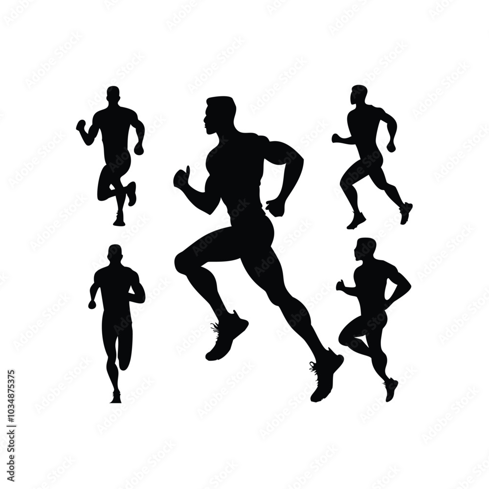 Running Athlete Silhouette Set for Sports Clip Art Projects Running Athlete Silhouette Set for Sports Clip Art Projects