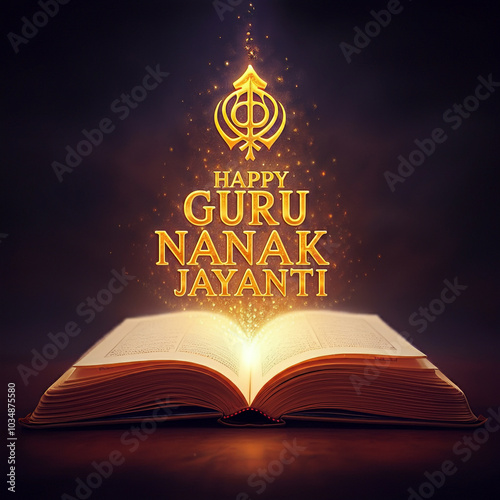 Glowing book with "Happy Gu...
