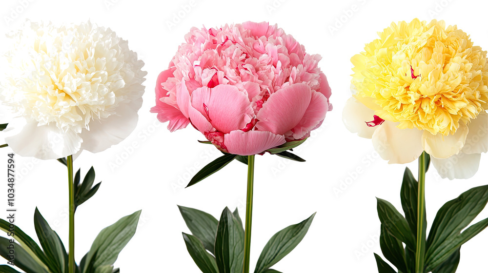 Isolated Beautiful Peony Flowers Collection Generative AI Isolated Beautiful Peony Flowers Collection Generative AI