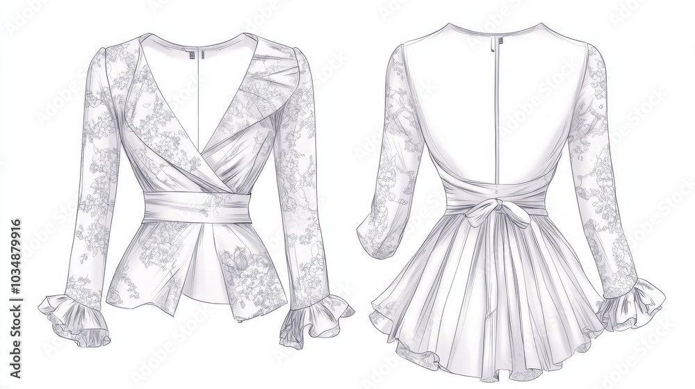 Obraz premium Ultra detailed, photorealistic fashion design sketch of a luxurious faux fur coat