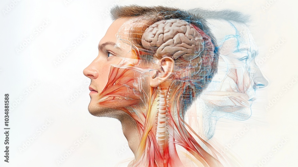 Digitally Rendered Profile of Brain and Facial Anatomy for Medical and Scientific Visualization Digitally Rendered Profile of Brain and Facial Anatomy for Medical and Scientific Visualization