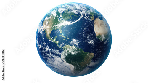 A colorful 3D globe showcasing the continents of Europe, America, and Asia, set against a blue ocean background, representing the beauty of our planet