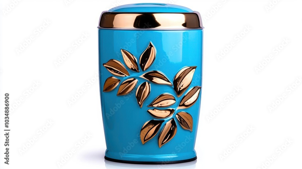 Fototapeta premium A photostock images of a metal trash can, isolated on white background, High Quality