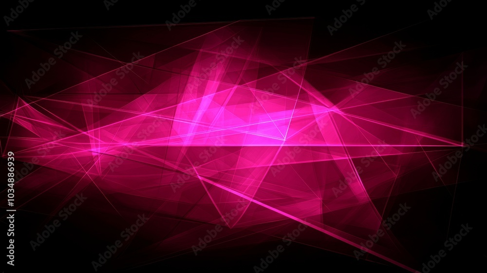 Abstract pink geometric design with dynamic lines and shapes on a black background. Abstract pink geometric design with dynamic lines and shapes on a black background.