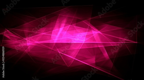 Abstract pink geometric design with dynamic lines and shapes on a black background.