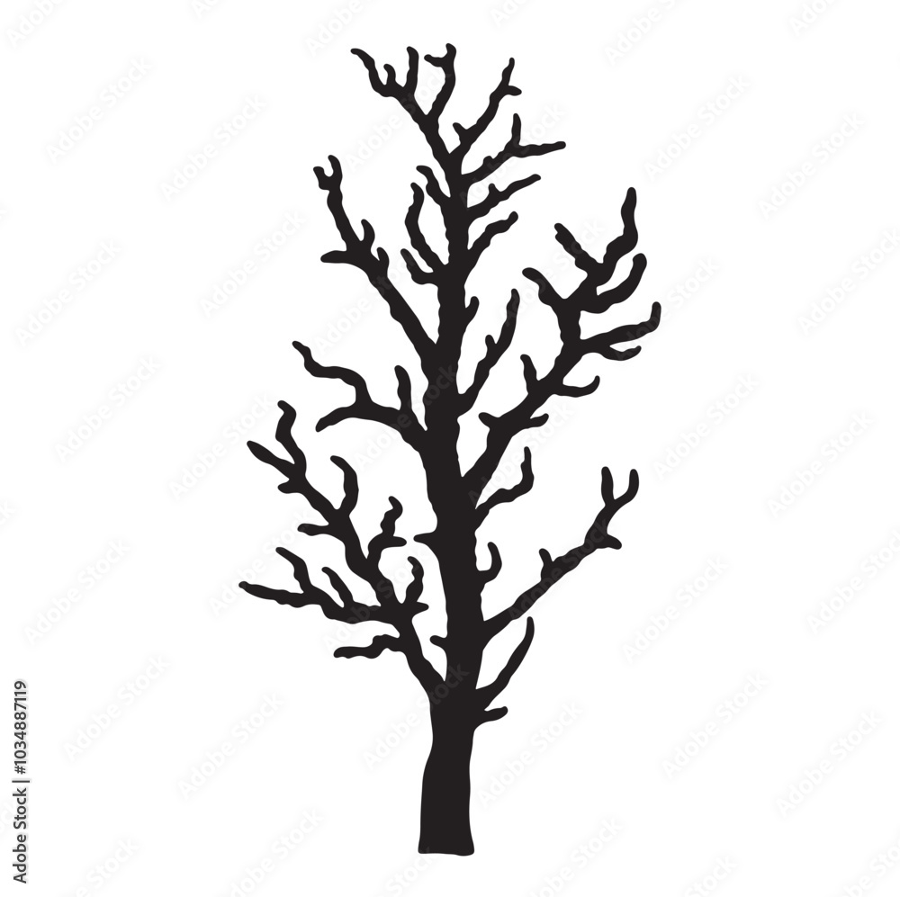 Obraz premium silhouette of a tree isolated. Isolated Dead tree on the white background. Dead tree silhouettes. 