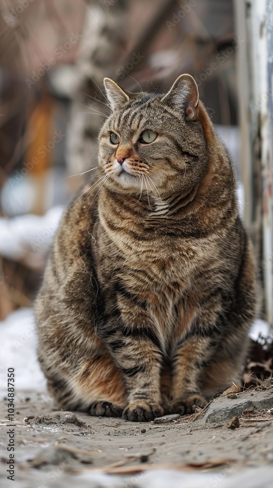 Close Up Portrait of a Tabby Cat Sitting Outdoors Close Up Portrait of a Tabby Cat Sitting Outdoors