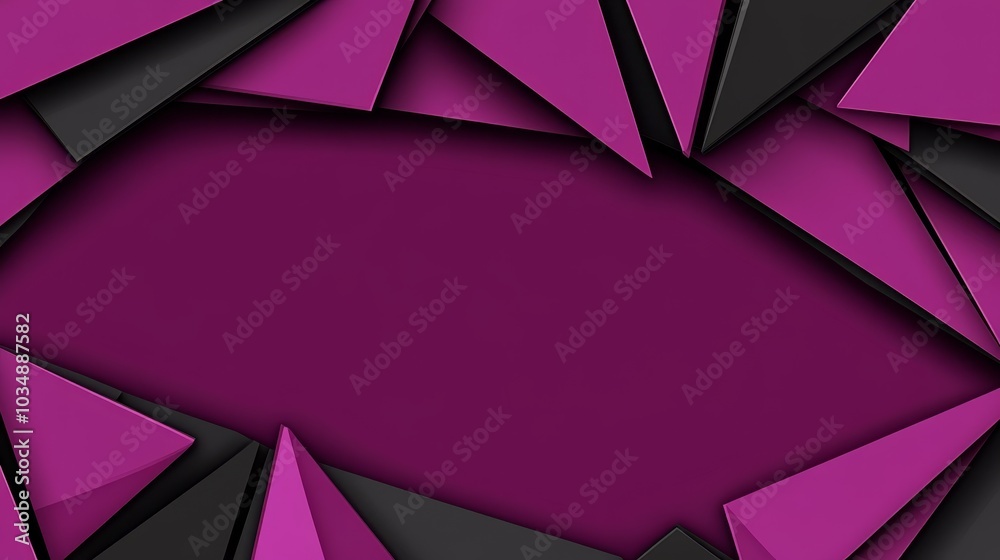 Fototapeta premium A vibrant abstract design featuring pink and black triangular shapes framing a central space.