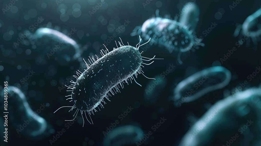 Fototapeta premium Ancient microbes under microscope reveal intricate cellular structures, showcasing their mysterious and ancient nature, ideal for scientific and educational content.