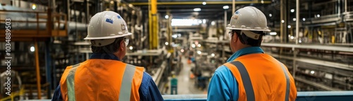 Wallpaper Mural Industrial Workers Overseeing Operations in a Large Manufacturing Facility with Modern Equipment and Machinery Torontodigital.ca