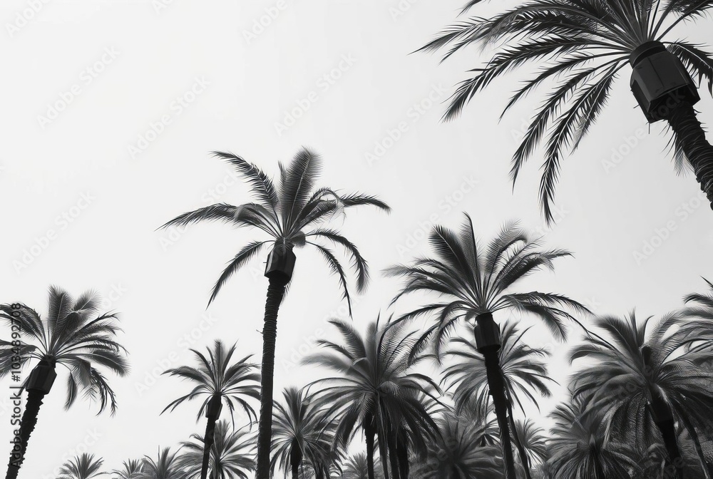 Black and White Android Palm Trees Palm trees with fronds made o