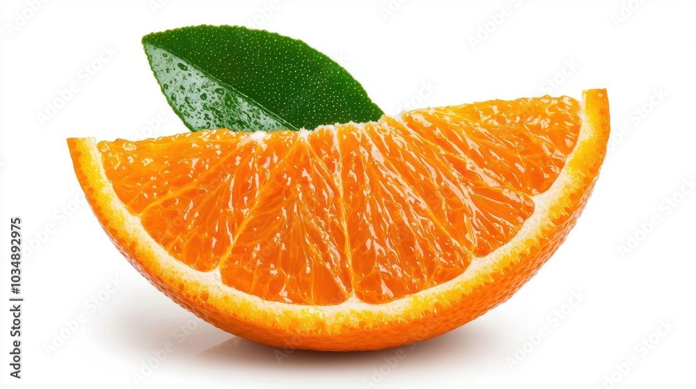 A photostock images of an orange slice, isolated on white background, High Quality A photostock images of an orange slice, isolated on white background, High Quality
