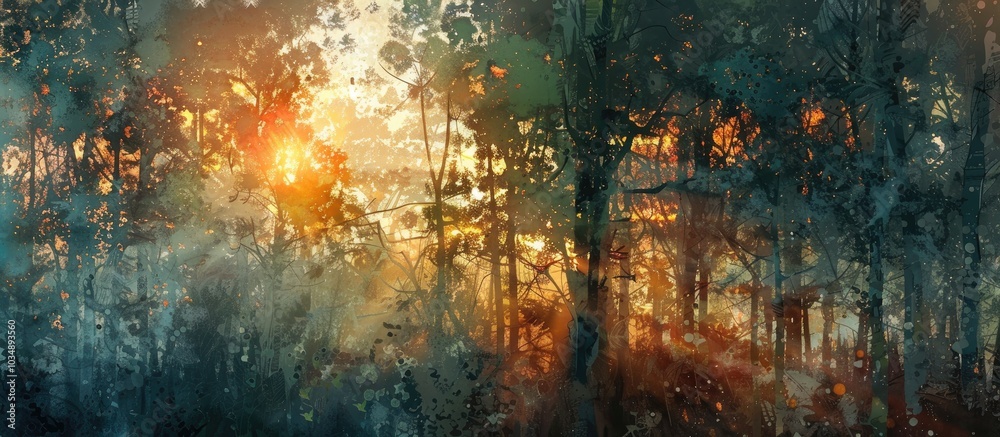 Abstract Sunset In Forest Abstract Sunset In Forest