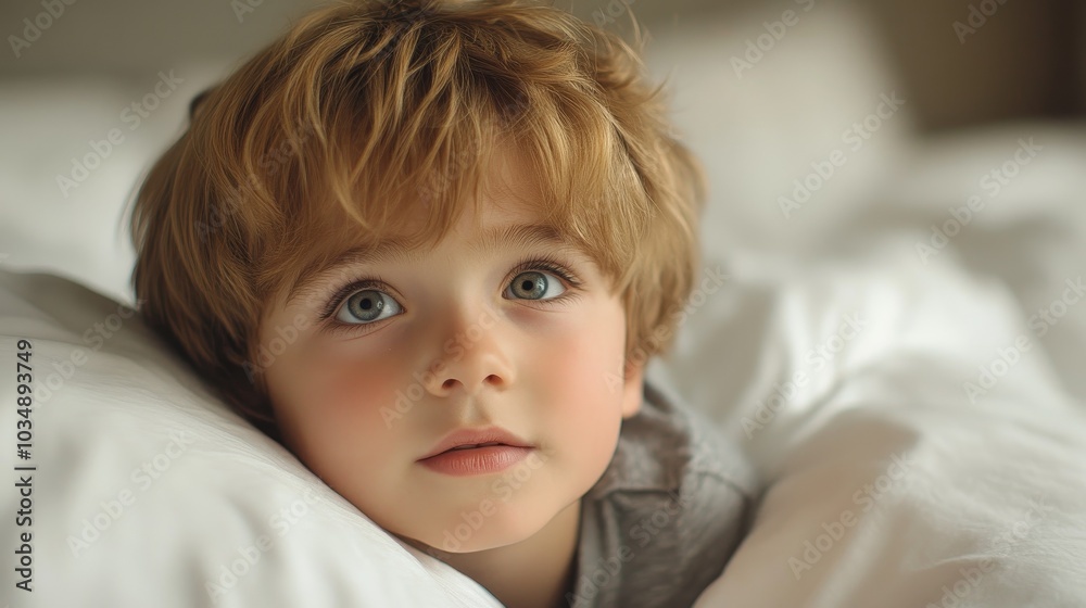 A playful six-year-old boy lying on his bed, smiling and enjoying his leisure time, surrounded by colorful toys and a cozy bedroom atmosphere, representing childhood joy and innocence. A playful six-year-old boy lying on his bed, smiling and enjoying his leisure time, surrounded by colorful toys and a cozy bedroom atmosphere, representing childhood joy and innocence.