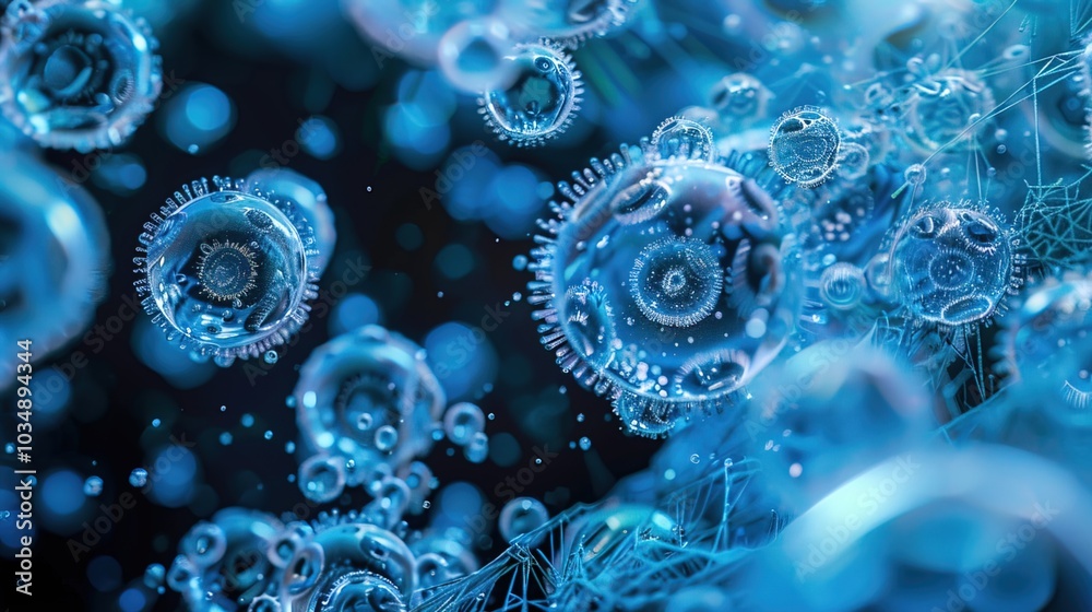 Ancient microbes under microscope reveal intricate cellular structures, showcasing their mysterious and ancient nature, ideal for scientific and educational content. Ancient microbes under microscope reveal intricate cellular structures, showcasing their mysterious and ancient nature, ideal for scientific and educational content.