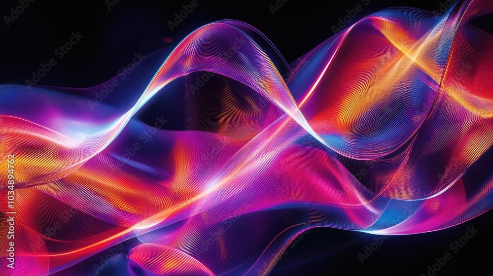 Dynamic intertwining neon waves featuring contemporary glass morphism design Dynamic intertwining neon waves featuring contemporary glass morphism design