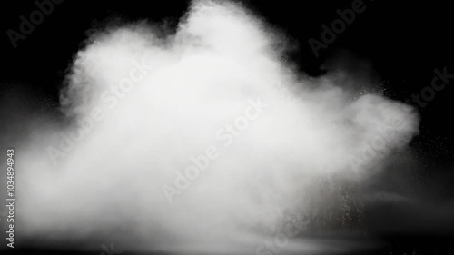 White powder explosion on black background. cloud. dust explode effect. 4K Video