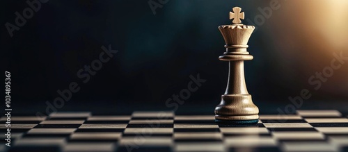 The King In Battle Chess Game Stand On Chessboard With Black Isolated Background Business Leader Concept For Market Target Strategy Intelligence Challenge And Business Competition Success Play