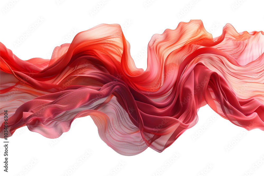 Red-Orange Flowing Fabric. Translucent Silk. Cut out Red-Orange Flowing Fabric. Translucent Silk. Cut out