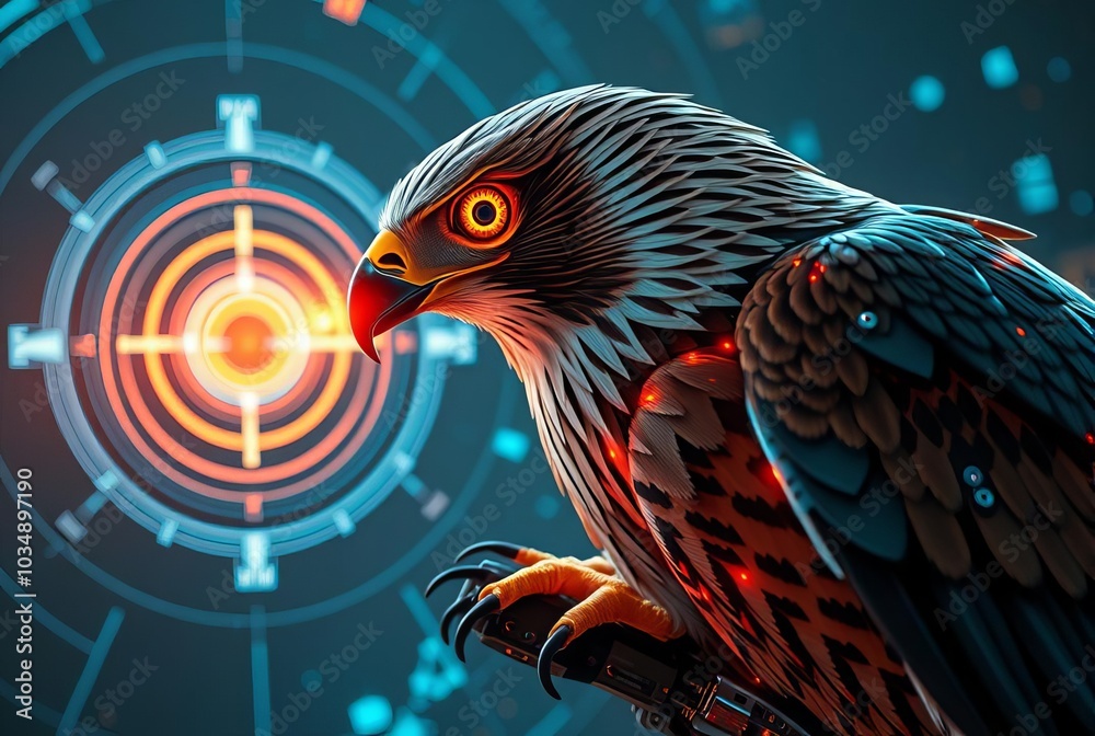 Cybernetic Falcon with Holographic Targeting Display