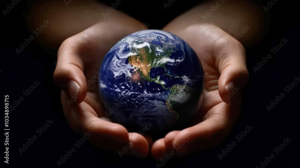 Two hands gently hold a small globe, symbolizing our care for Earth. This image highlights the importance of protecting our environment and fostering a love for nature. Two hands gently hold a small globe, symbolizing our care for Earth. This image highlights the importance of protecting our environment and fostering a love for nature.