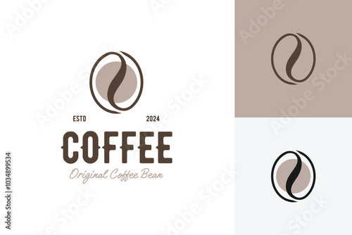 Brown coffee bean logo design modern vintage style business coffee vector logo illustration