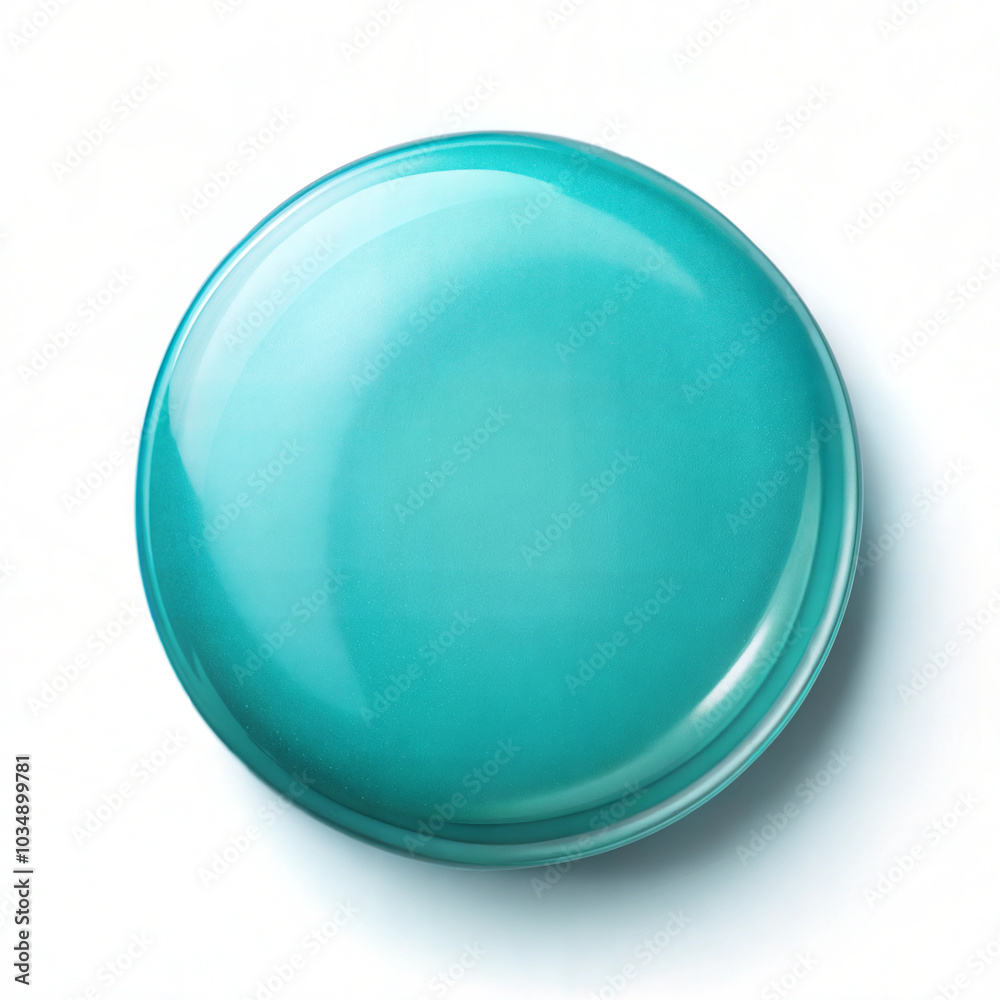 Teal nail polish drop on white background