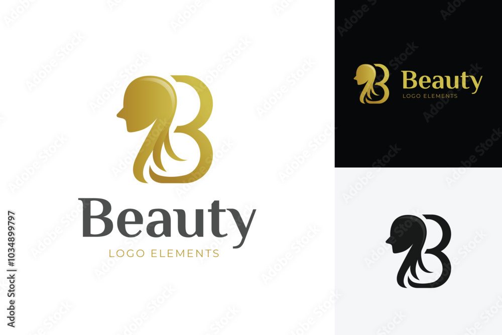 Letter B Beauty Face logo icon design for Hair Salon, beauty care, cosmetics identity vector logo Design Letter B Beauty Face logo icon design for Hair Salon, beauty care, cosmetics identity vector logo Design