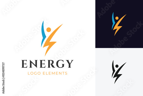 people power energy logo icon design graphic symbol for health, electric vector logo illustration