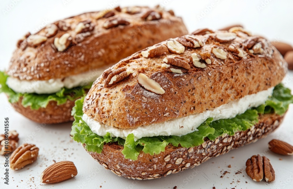 Taro French brioche with lettuce and cream cheese sandwich