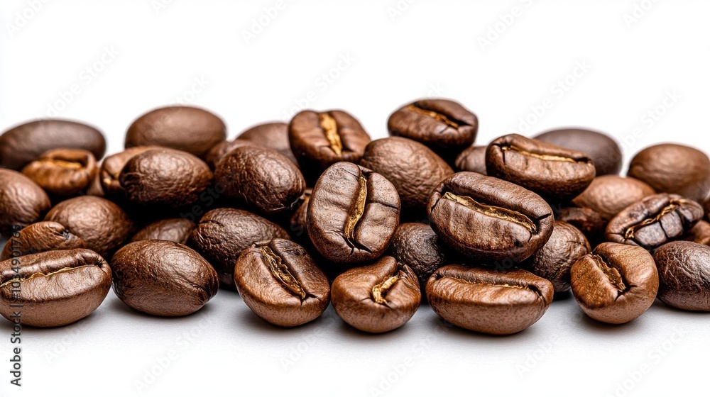 A photostock images of roasted coffee beans, isolated on white background, High Quality A photostock images of roasted coffee beans, isolated on white background, High Quality