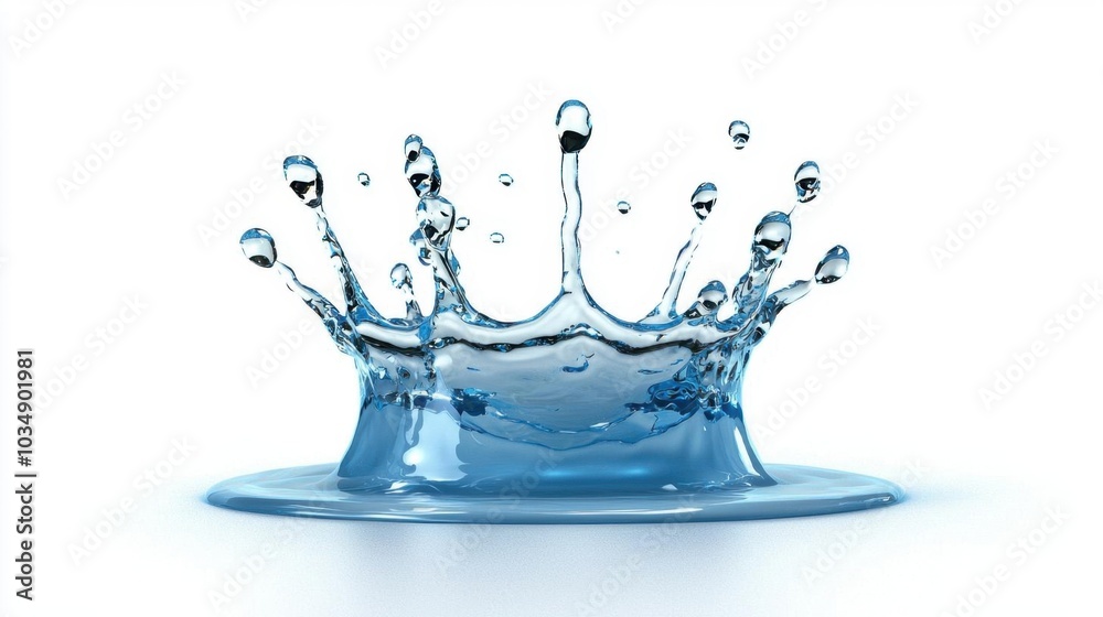 A photostock images of splashing water in motion, isolated on white background, High Quality