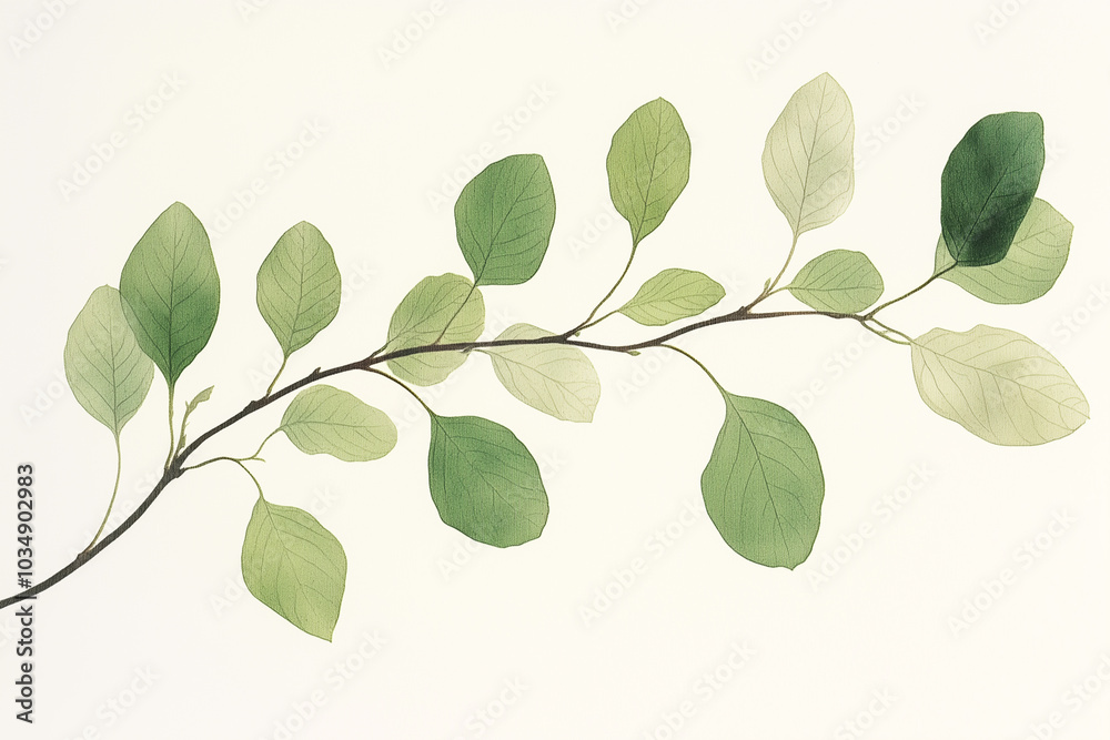 Fototapeta premium Delicate Green Leaf Branch