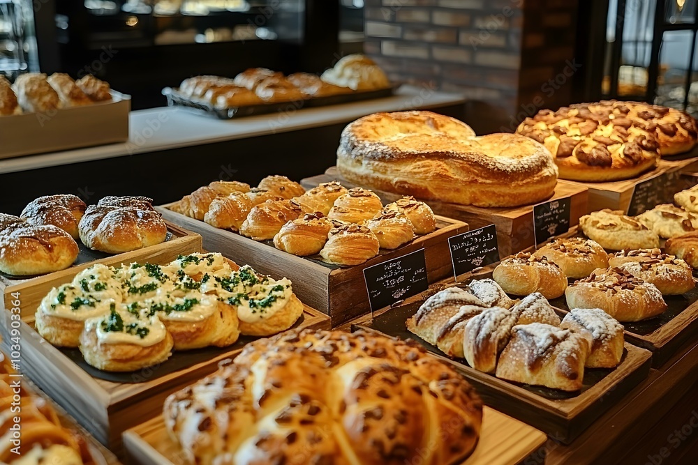 A Delectable Display of Freshly Baked Pastries A Delectable Display of Freshly Baked Pastries