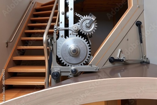 Geared Staircase MechanismA staircase with intricate gears and l photo