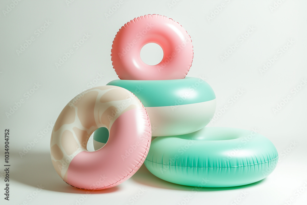 Obraz premium Colorful Inflatable Pool Floats