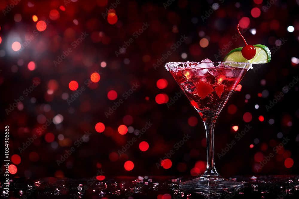 Refreshing Cocktail with Cherry and Lime Refreshing Cocktail with Cherry and Lime