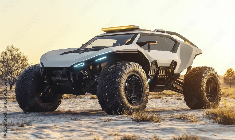 Obraz premium Off-road vehicle on sandy terrain.