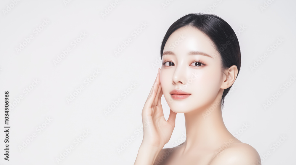 Beautiful young asian woman with clean fresh skin on white background, Face care, Facial treatment, Cosmetology, beauty and spa, Asian women portrait. Beautiful young asian woman with clean fresh skin on white background, Face care, Facial treatment, Cosmetology, beauty and spa, Asian women portrait.