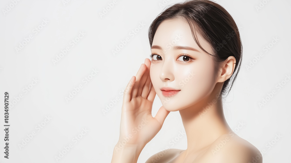 Beautiful young asian woman with clean fresh skin on white background, Face care, Facial treatment, Cosmetology, beauty and spa, Asian women portrait. Beautiful young asian woman with clean fresh skin on white background, Face care, Facial treatment, Cosmetology, beauty and spa, Asian women portrait.