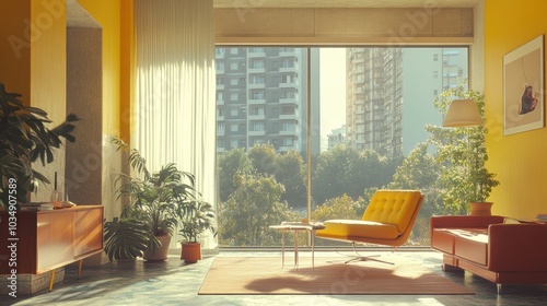 Empty apartment comp[ex, summer tone, limina. vibrant colors. atmosphere, outdoor photography, realistic effects, virtual engine, 8K. cinematic. 3D render