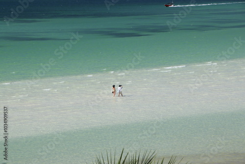 Caminando por las dunas de Isla Holbox, México photo