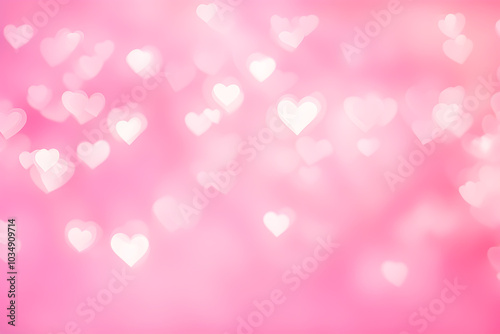 Abstract pink heart glitter light bokeh background. 