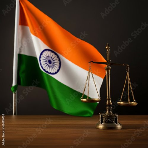 Indian flag with justice sc...