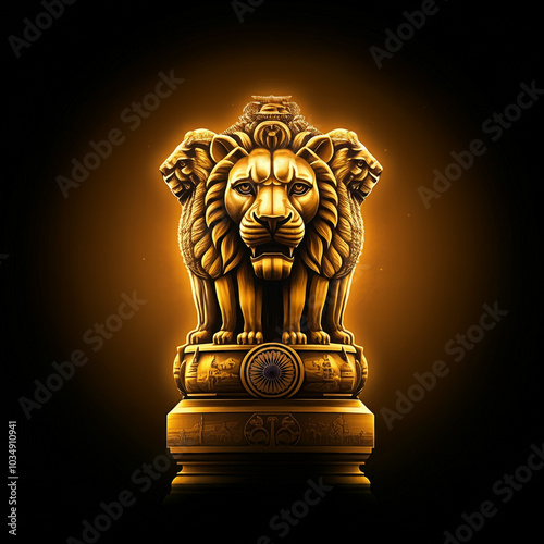 Ashoka Pillar with warm glow, symbolizing Indian heritage and national pride photo