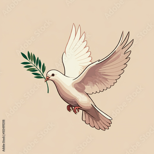 Graceful dove holding an ol...