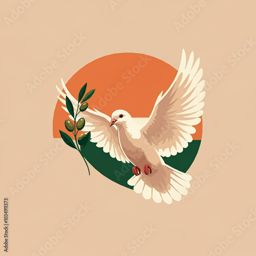 Dove carrying an olive bran...