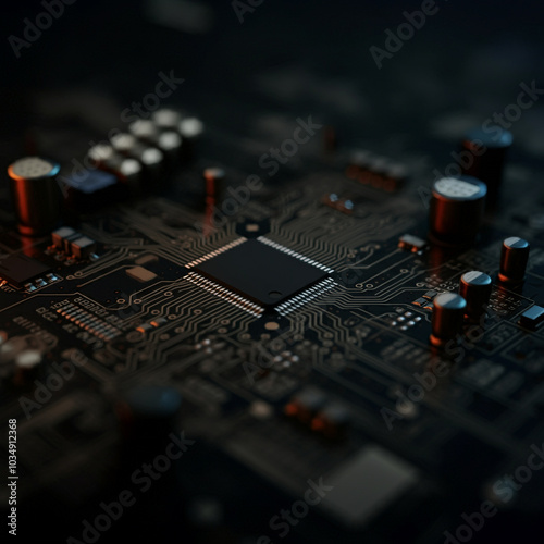 Close-up of microchip on ci...