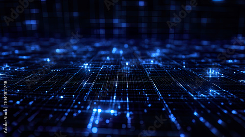 Fototapeta Naklejka Na Ścianę i Meble -  Futuristic digital grid Digital technology background